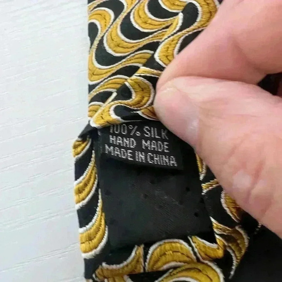 Fabio Fabio Silk Tie black gold football team colors - Picture 3 of 4